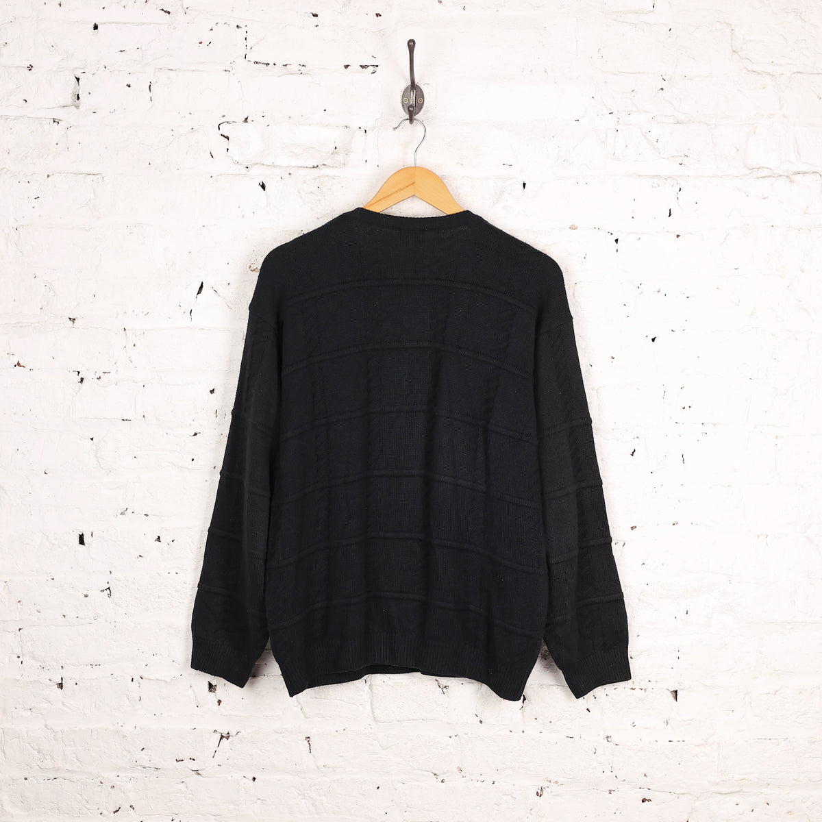 Lacoste 90s Texture Knit Jumper - Black - M