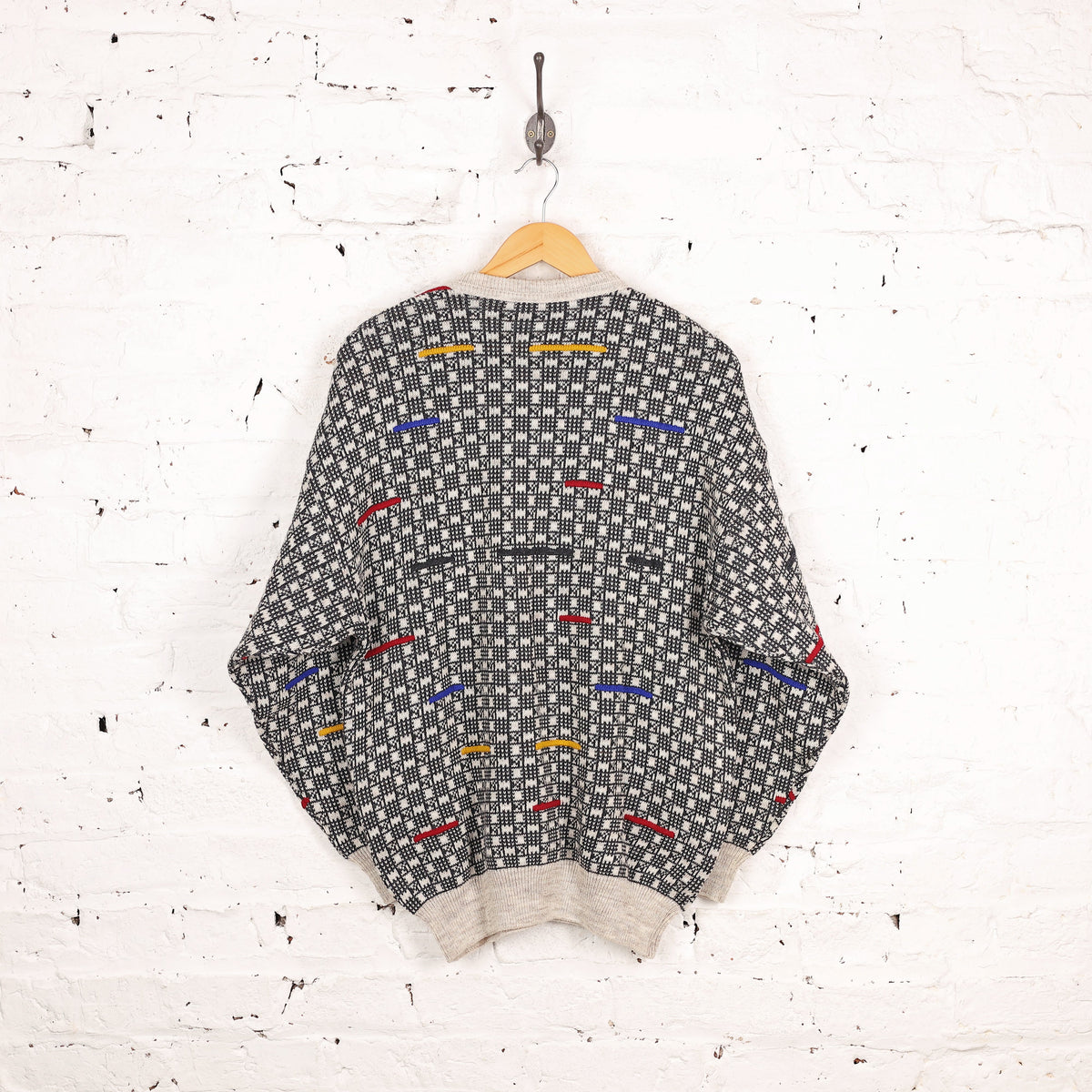 90s Pattern Knit Jumper - Beige - M