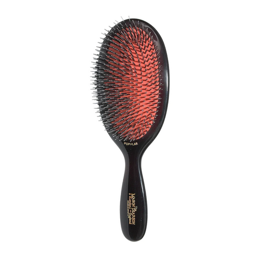Large Popular Bristle and Nylon Brush - BN1 Dark Ruby by Mason Pearson for Unisex - 2 Pc Hair Brush, Cleaning Brush