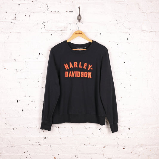 Women's Harley Davidson Spell Out Sweatshirt - Black - Women's XL